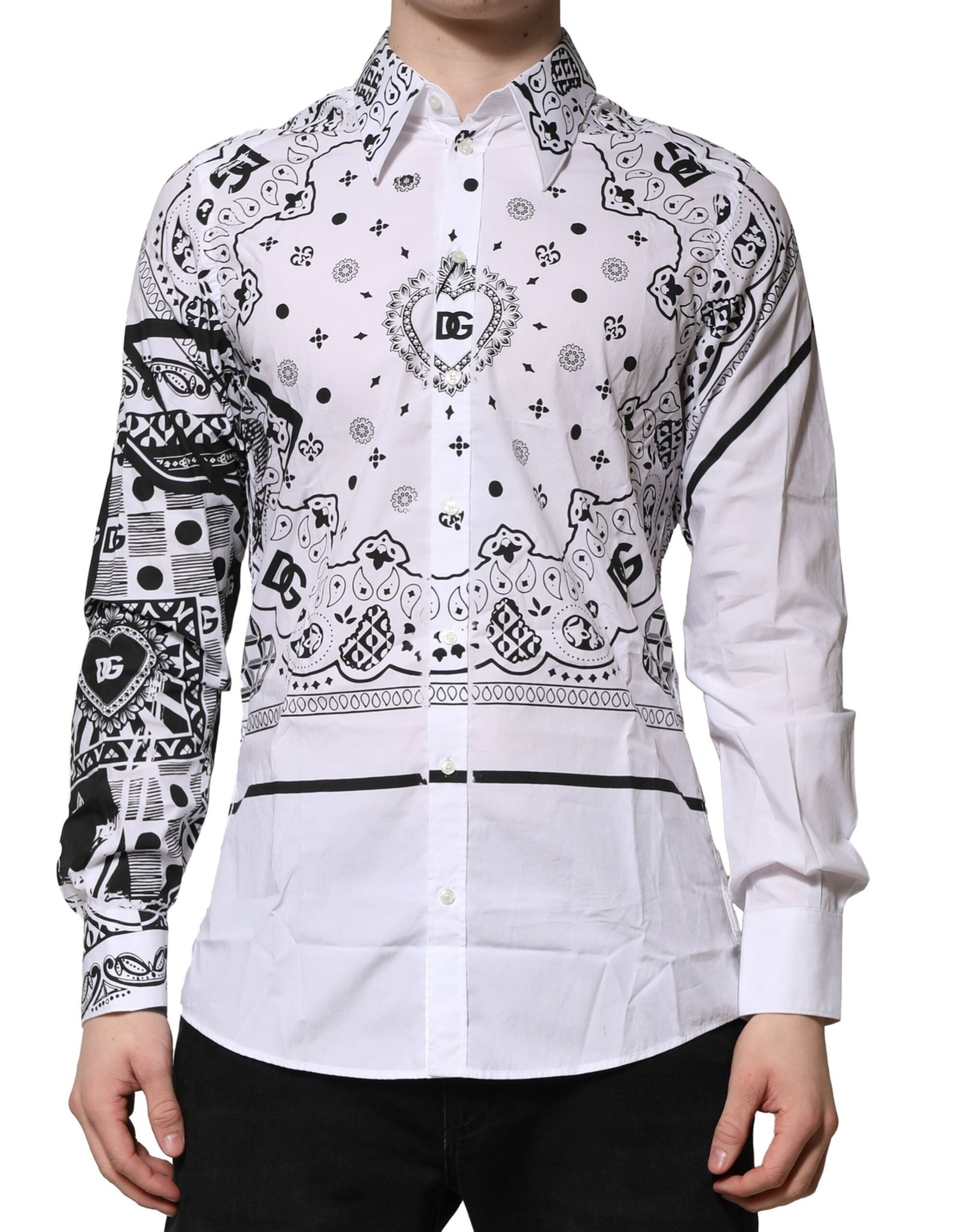 Dolce & Gabbana Weißes MARTINI Hemd mit Bandana-Druck